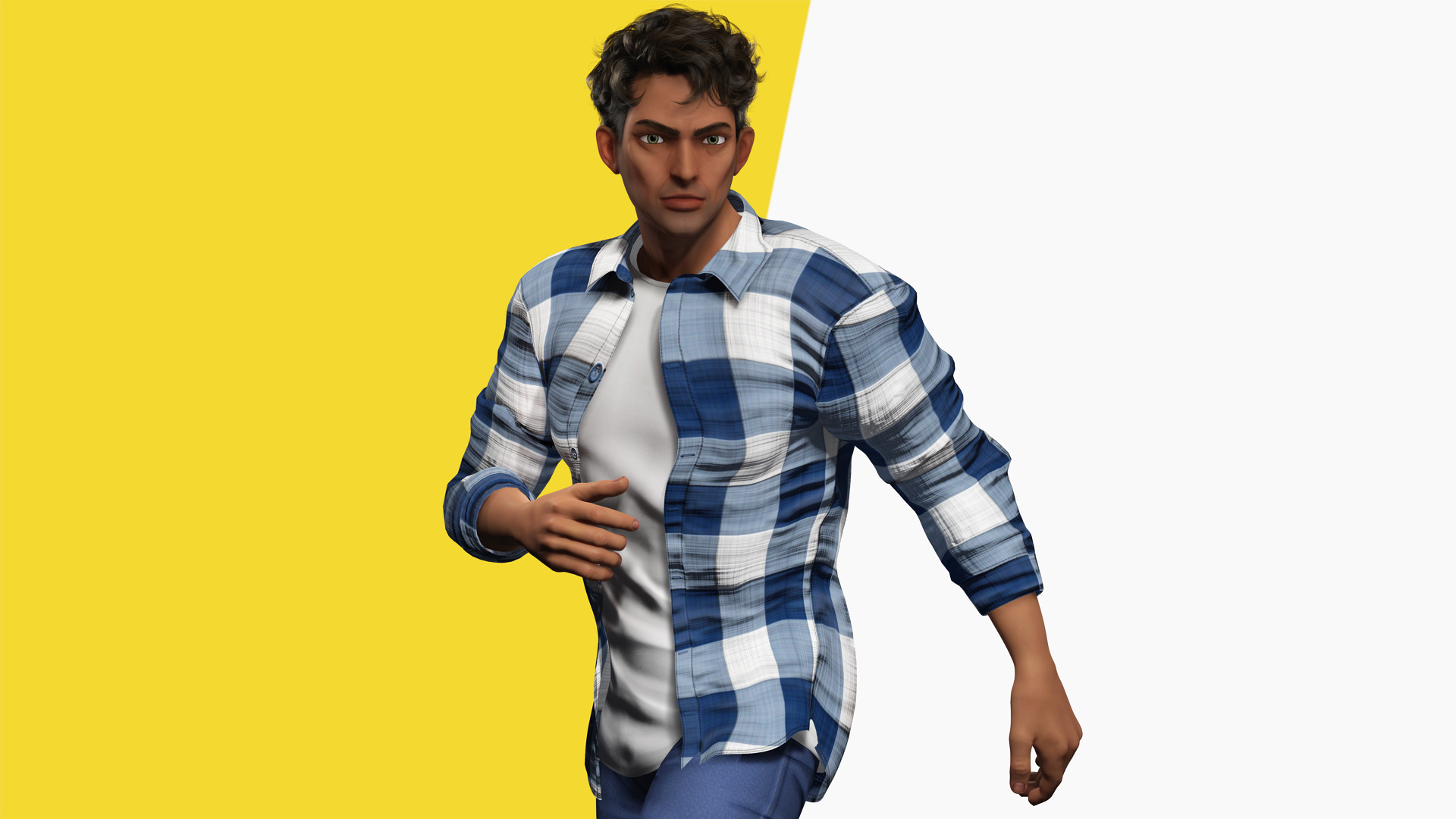 Intense Rugged Look Rigged Stylized Toon 3D Male Character Low-poly 3D model_11