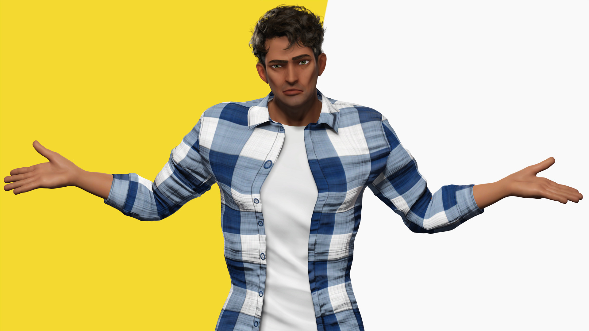 Intense Rugged Look Rigged Stylized Toon 3D Male Character Low-poly 3D model_3