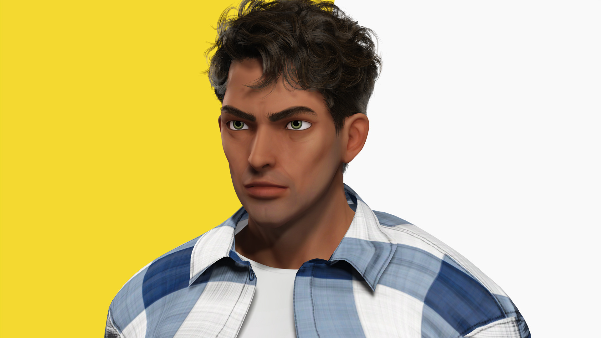 Intense Rugged Look Rigged Stylized Toon 3D Male Character Low-poly 3D model_1