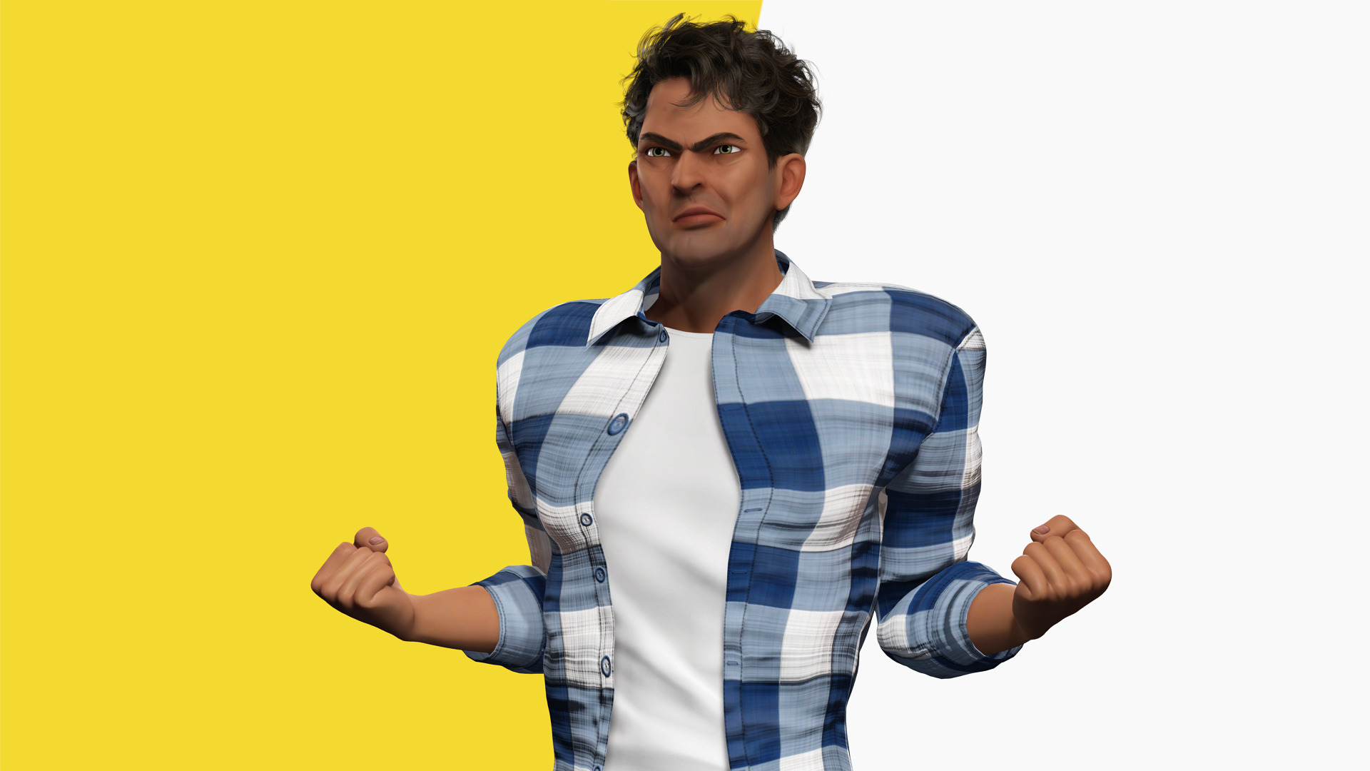 Intense Rugged Look Rigged Stylized Toon 3D Male Character Low-poly 3D model_12