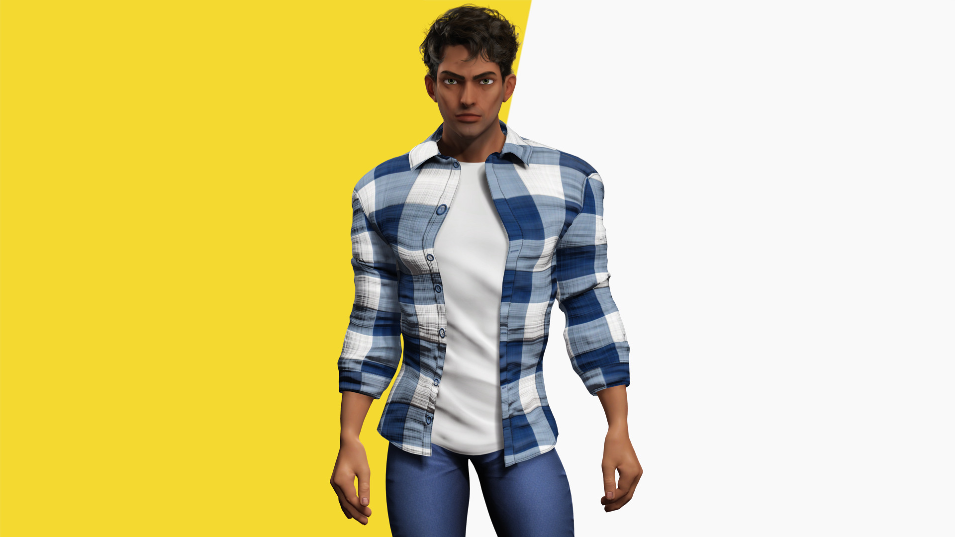 Intense Rugged Look Rigged Stylized Toon 3D Male Character Low-poly 3D model_13