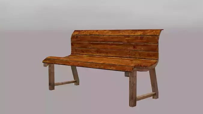 High-Quality Low Poly Bench 3D Model for Public Spaces and Parks Low-poly 3D model