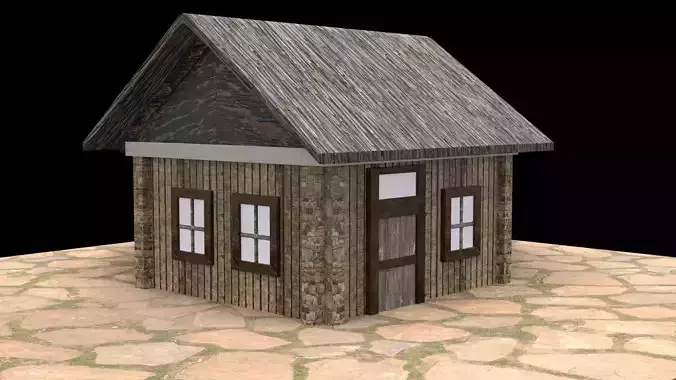 Low Poly House 3D Model Game Ready PBR Asset Unity Unreal