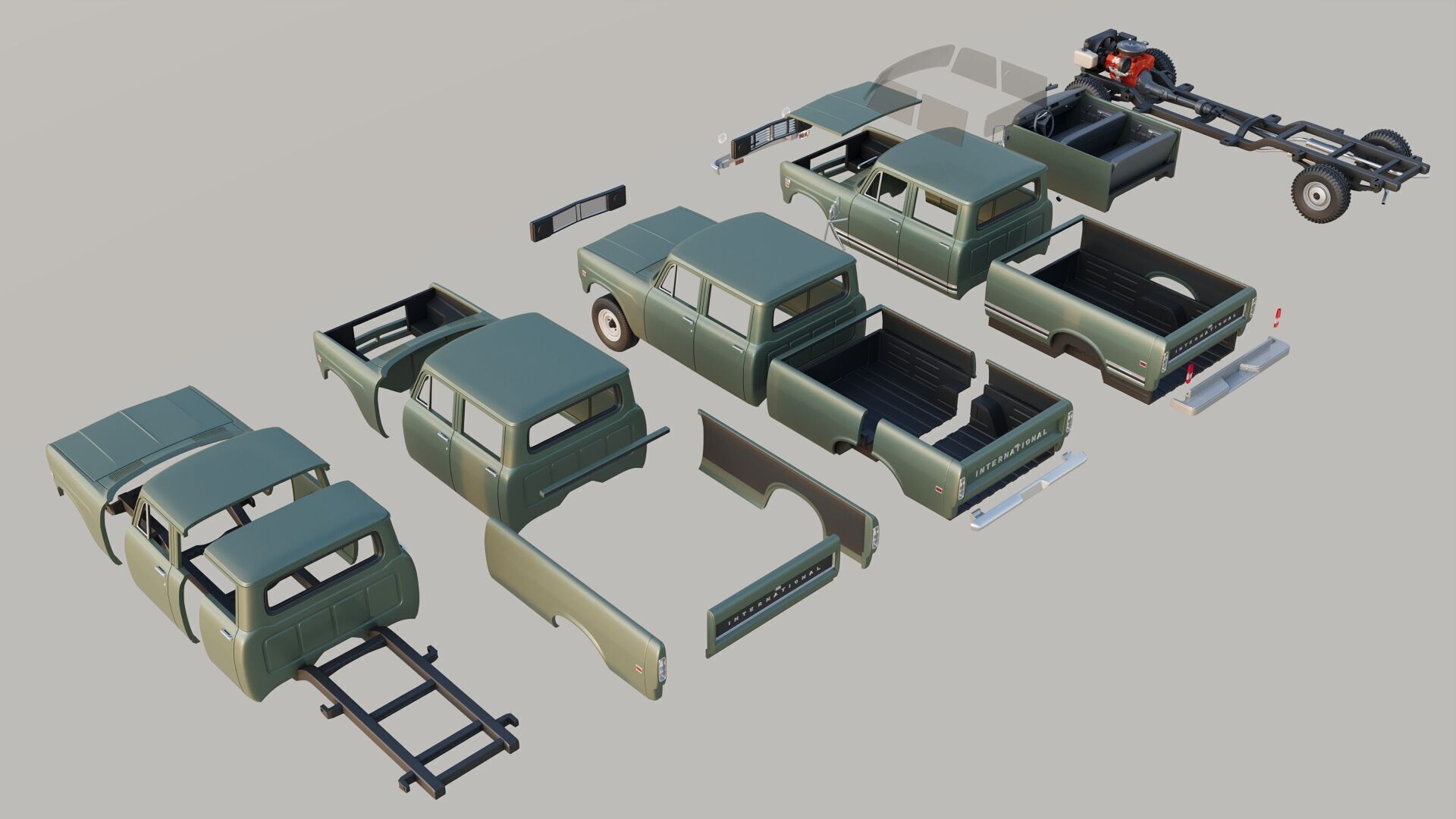 International Pickup Crew Cab 1972 3D print model_20