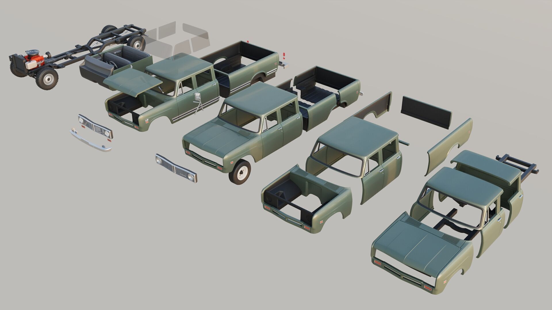 International Pickup Crew Cab 1972 3D print model_18