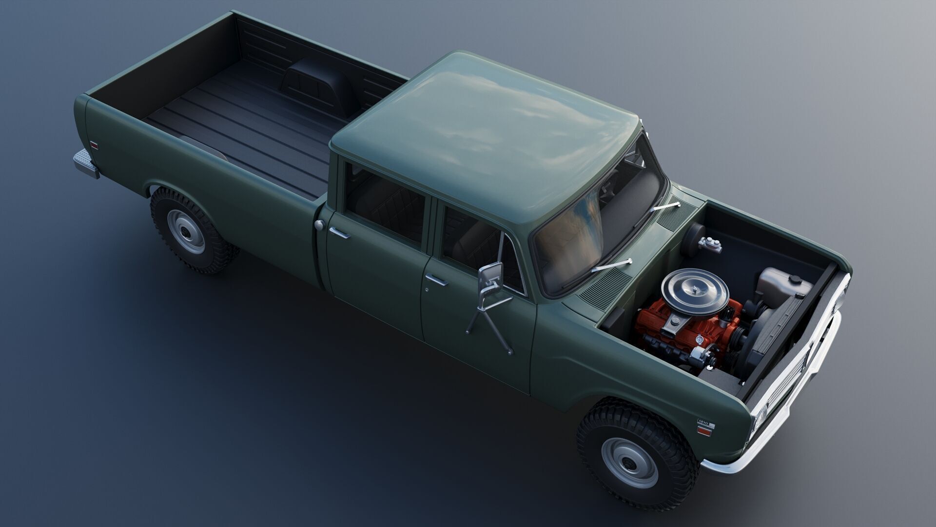 International Pickup Crew Cab 1972 3D print model_16