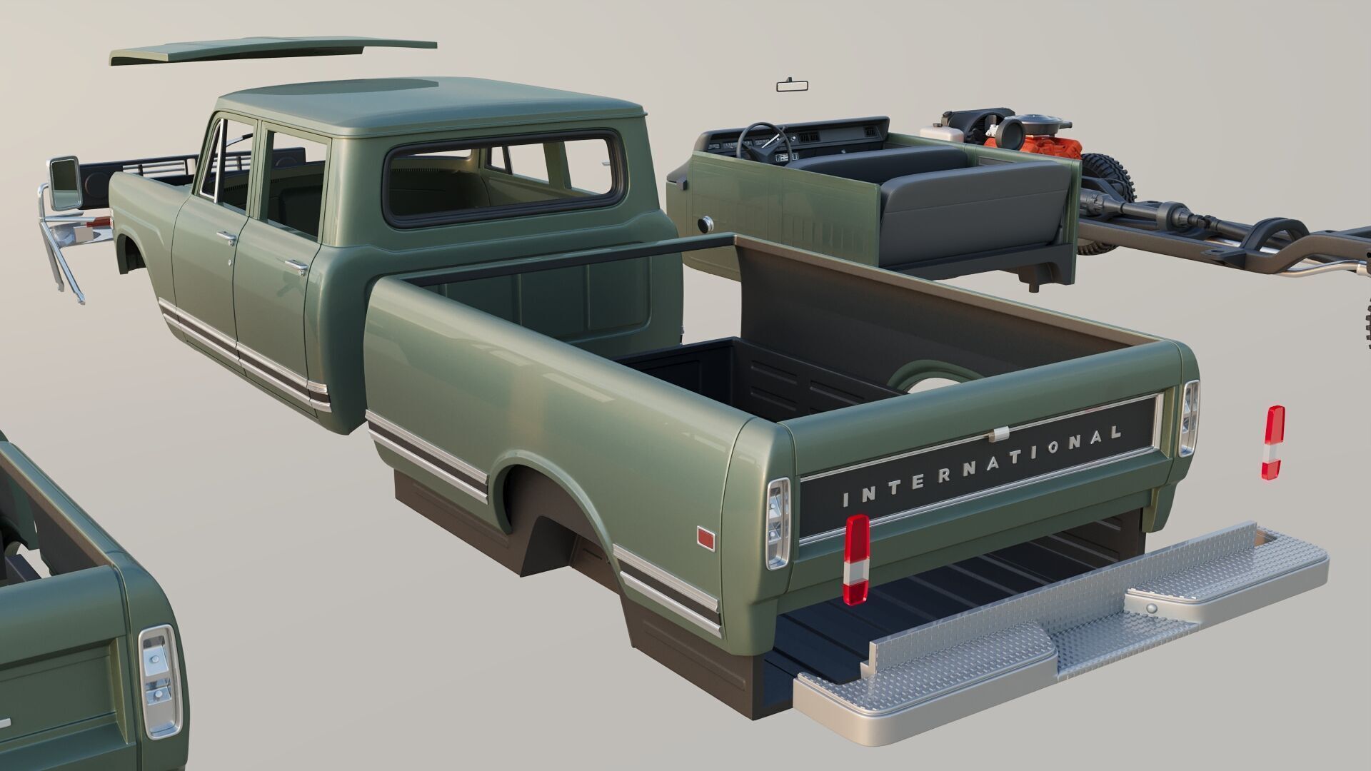 International Pickup Crew Cab 1972 3D print model_21