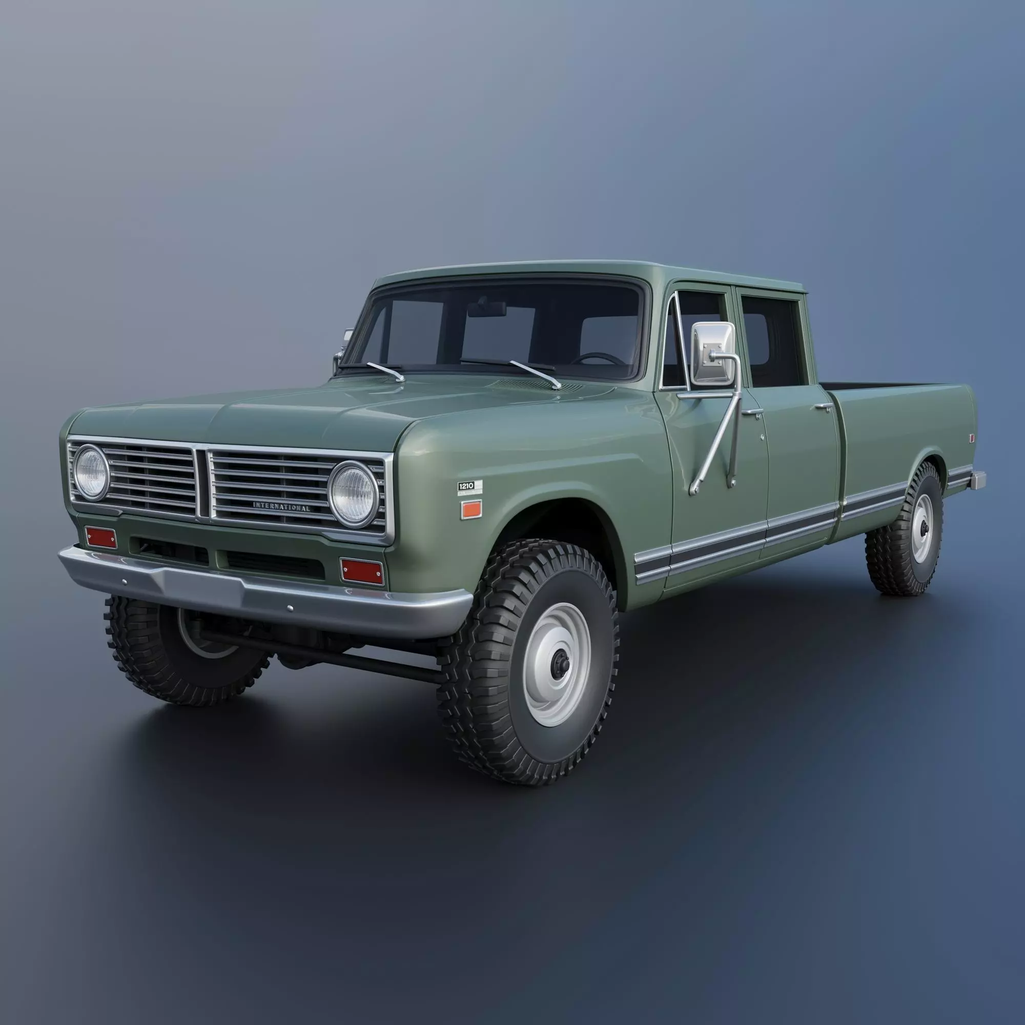 International Pickup Crew Cab 1972 3D print model_0