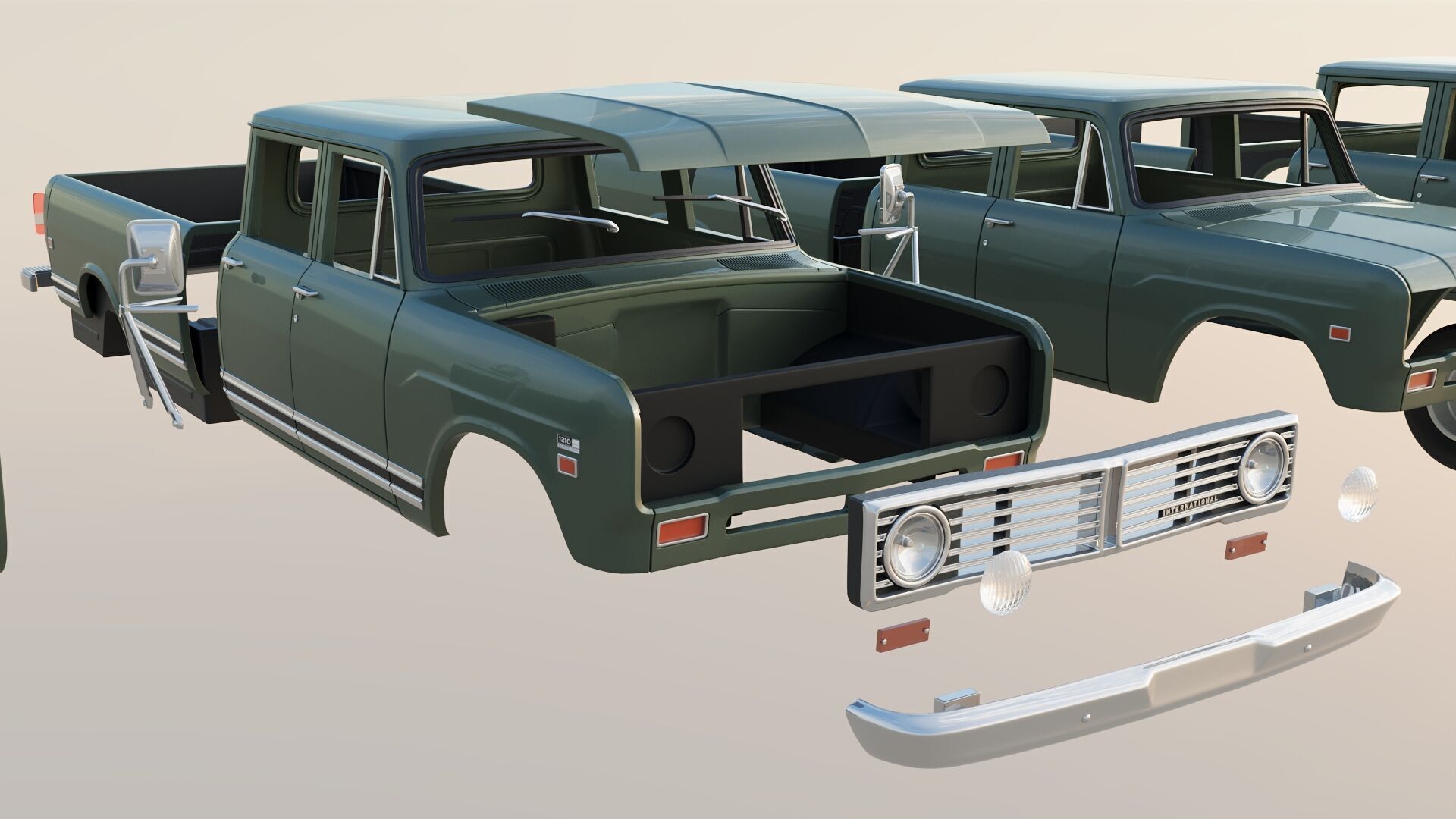 International Pickup Crew Cab 1972 3D print model_24