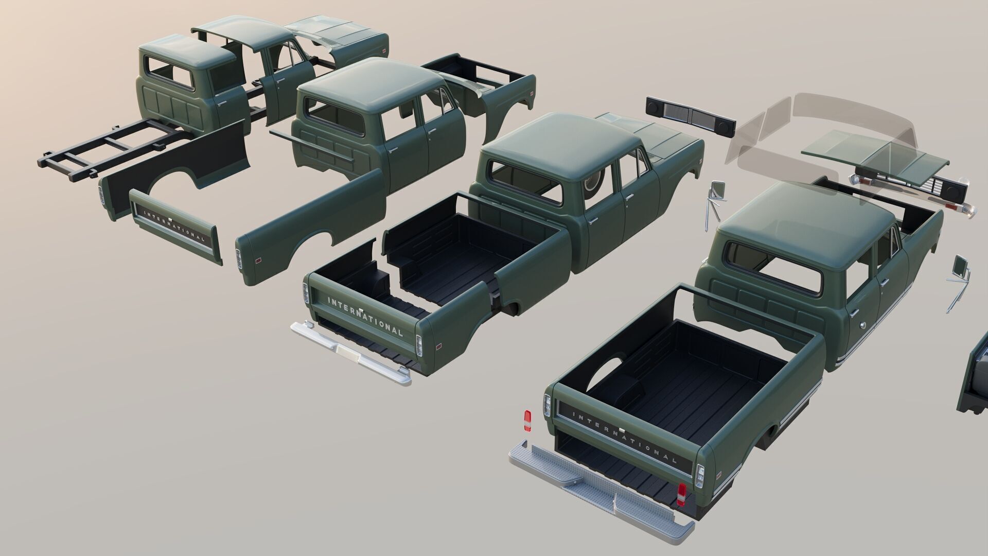 International Pickup Crew Cab 1972 3D print model_22