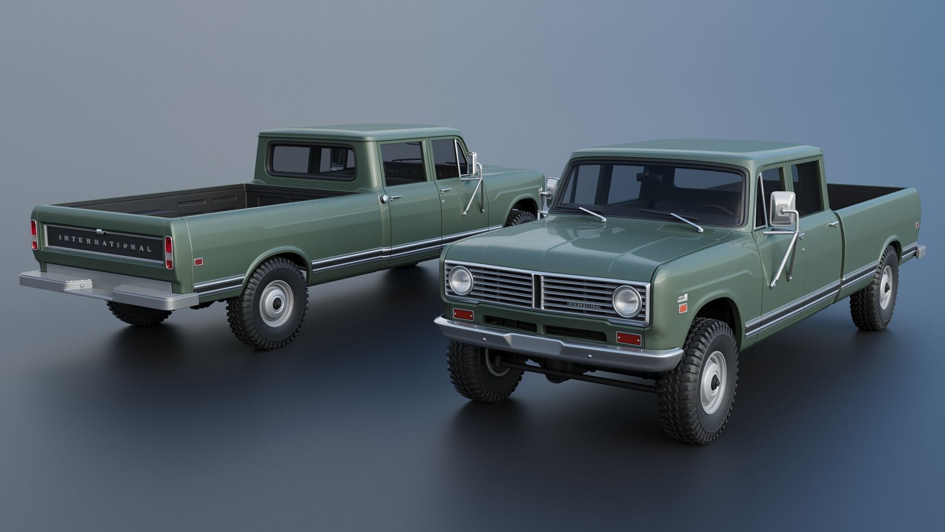 International Pickup Crew Cab 1972 3D print model_1