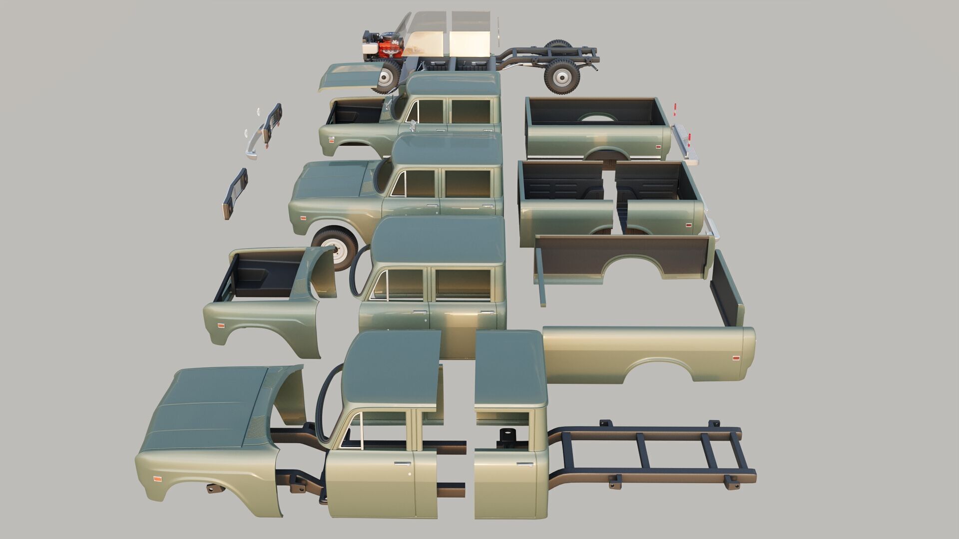 International Pickup Crew Cab 1972 3D print model_19