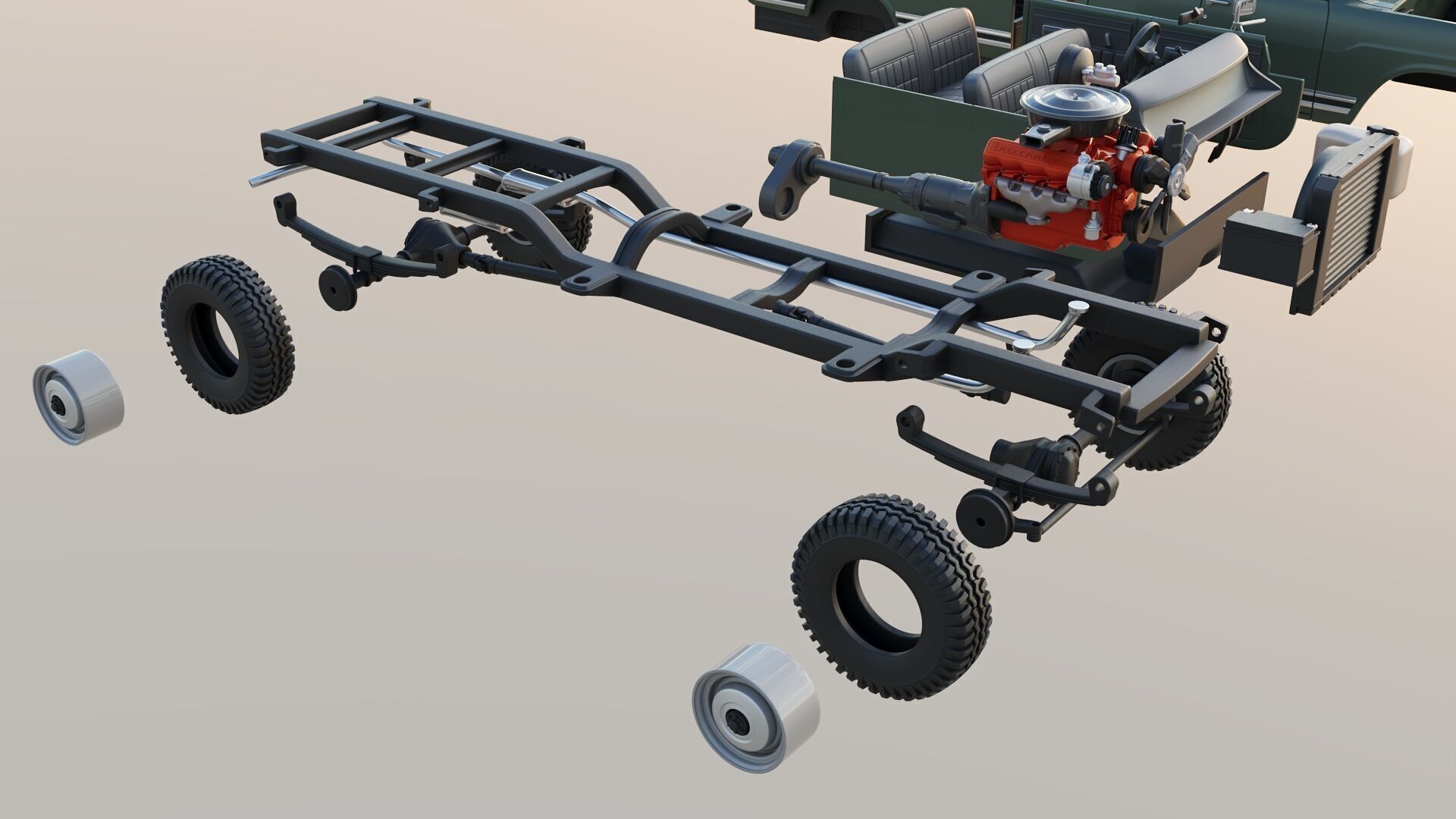 International Pickup Crew Cab 1972 3D print model_32