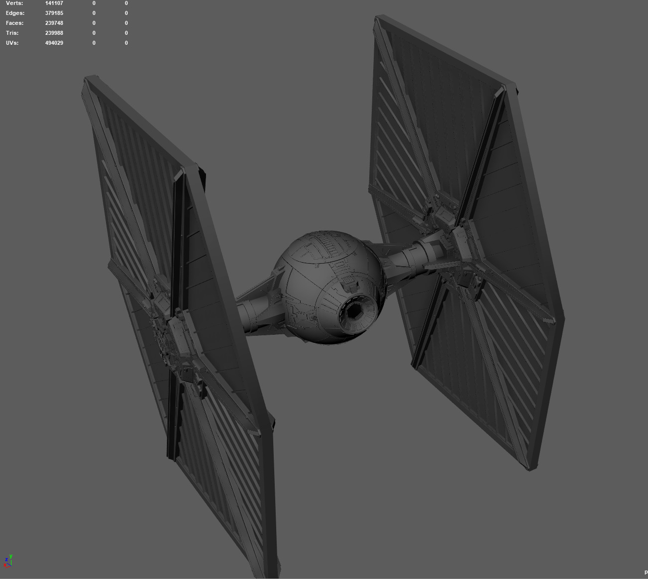 Star wars -Tie fighter - game ready-  detailed Low-poly 3D model_11
