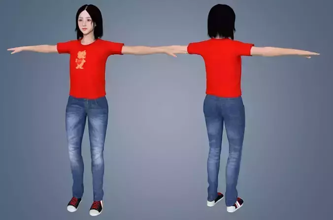  Girl Rigged 3D model