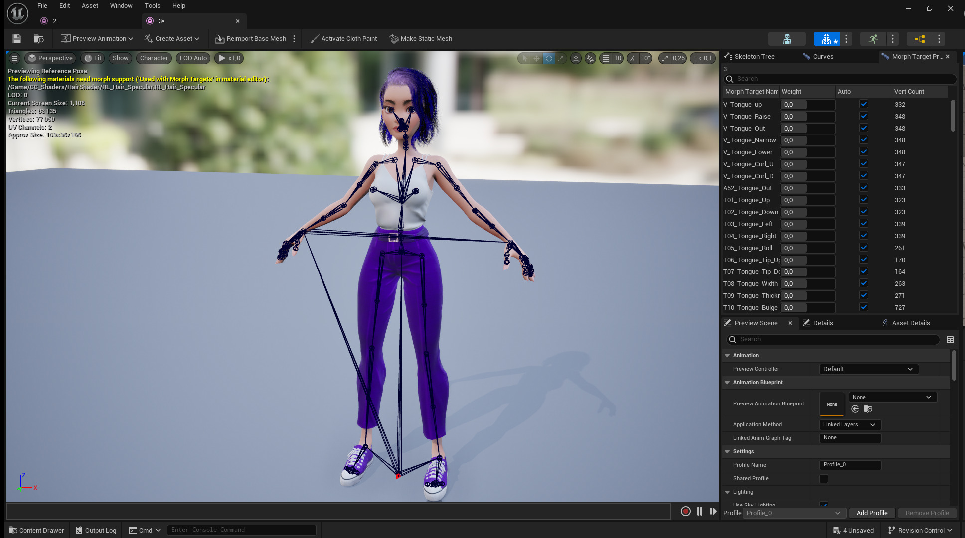 Purple Hair Rigged Stylized 3D Girl with Vibrant Hair Low-poly 3D model_24
