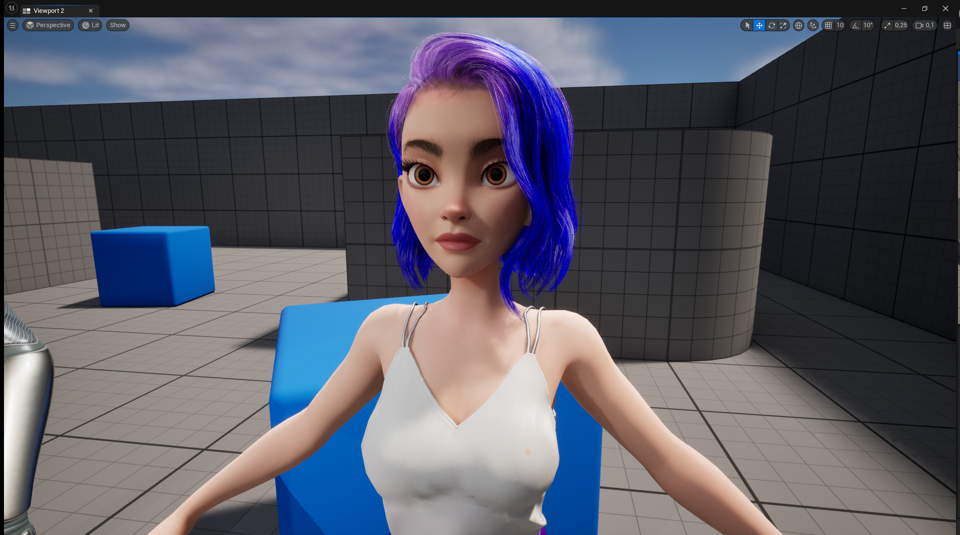 Purple Hair Rigged Stylized 3D Girl with Vibrant Hair Low-poly 3D model_23
