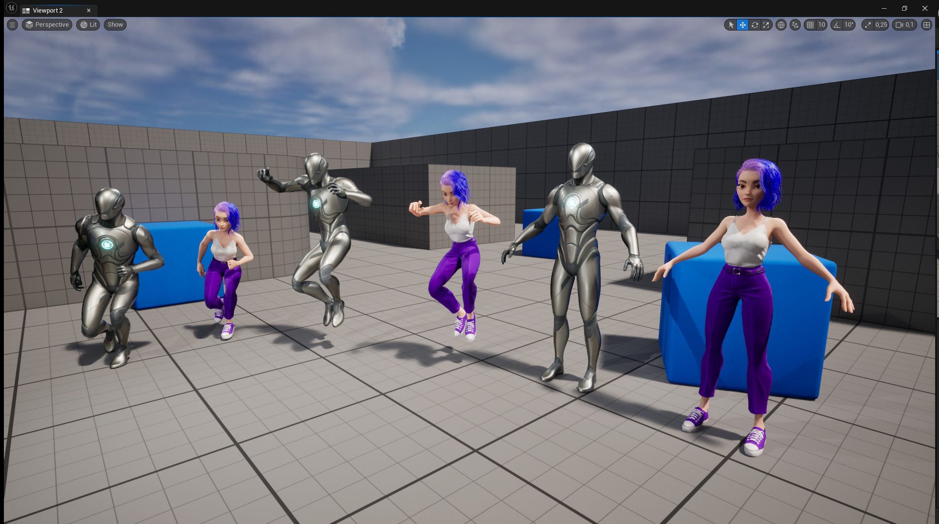 Purple Hair Rigged Stylized 3D Girl with Vibrant Hair Low-poly 3D model_22