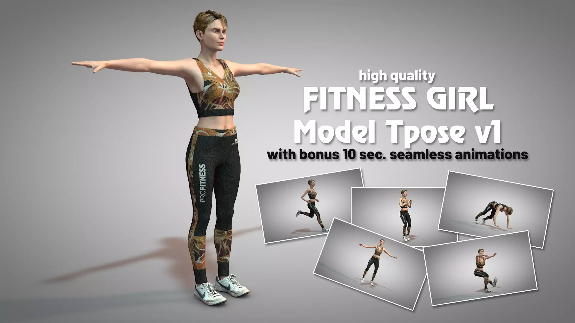 Fitness Girl T-Pose v1 3D model