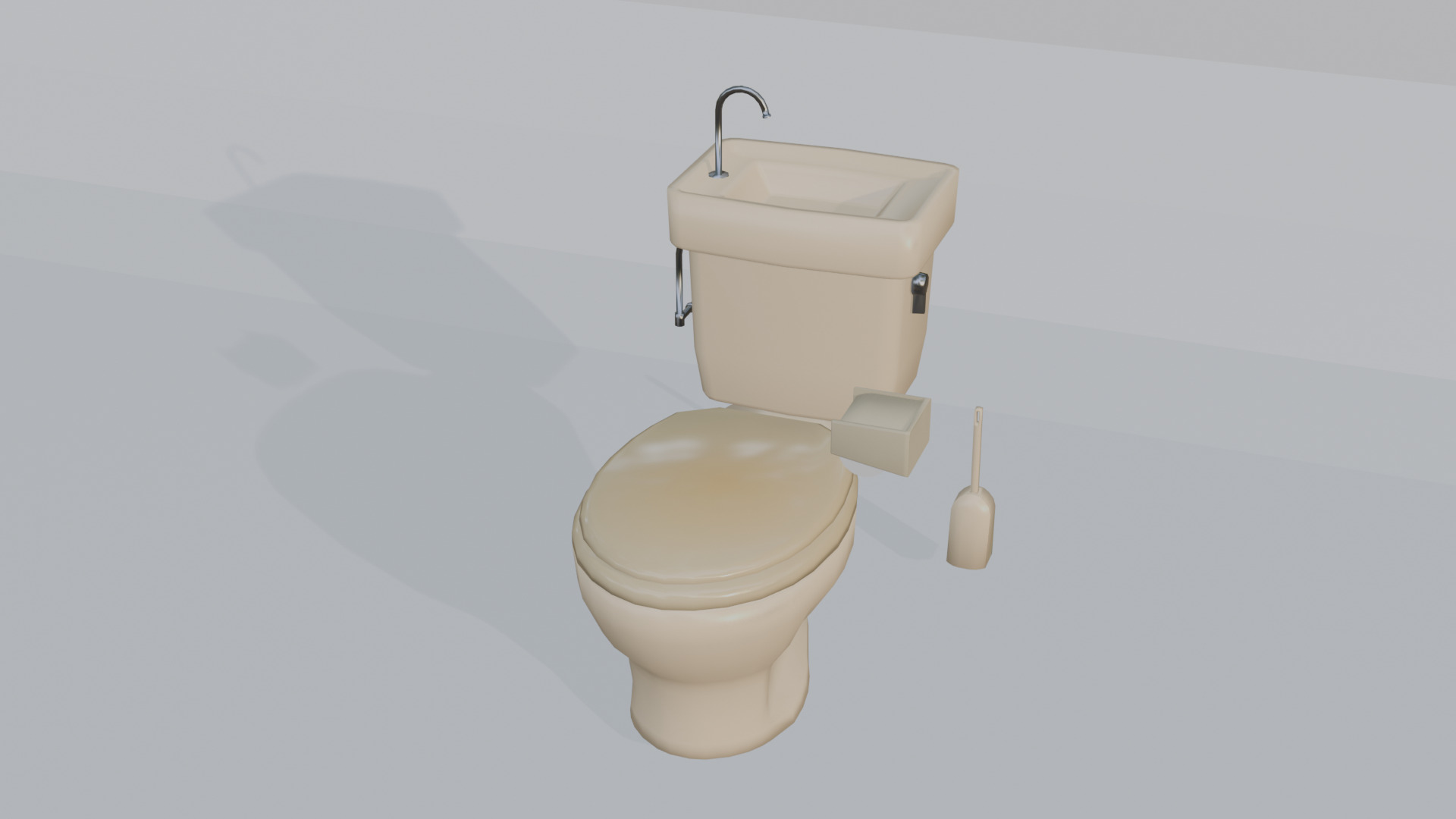 Restroom set Unity shader ready Low-poly 3D model_3