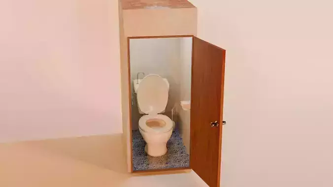 Restroom set Unity shader ready Low-poly 3D model
