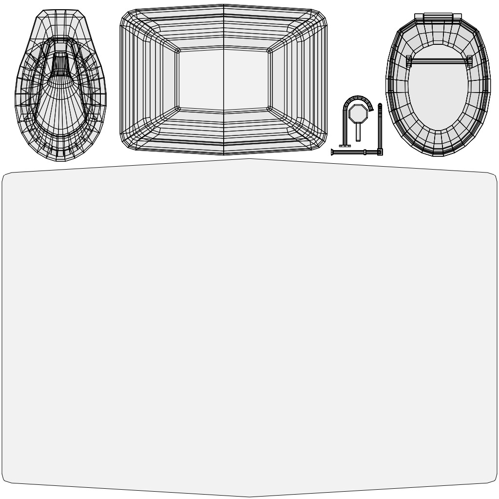 Restroom set Unity shader ready Low-poly 3D model_7