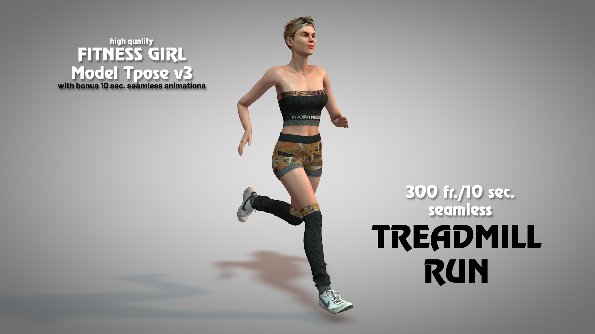 Fitness Girl T-Pose v3 3D model_11