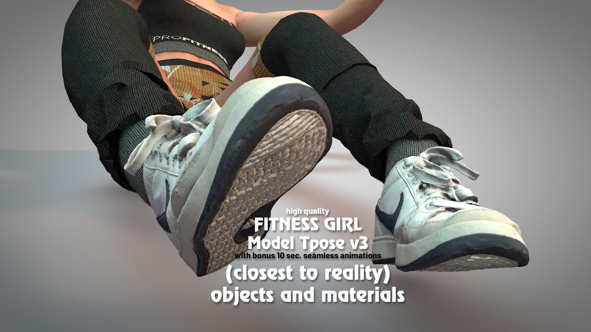 Fitness Girl T-Pose v3 3D model_14