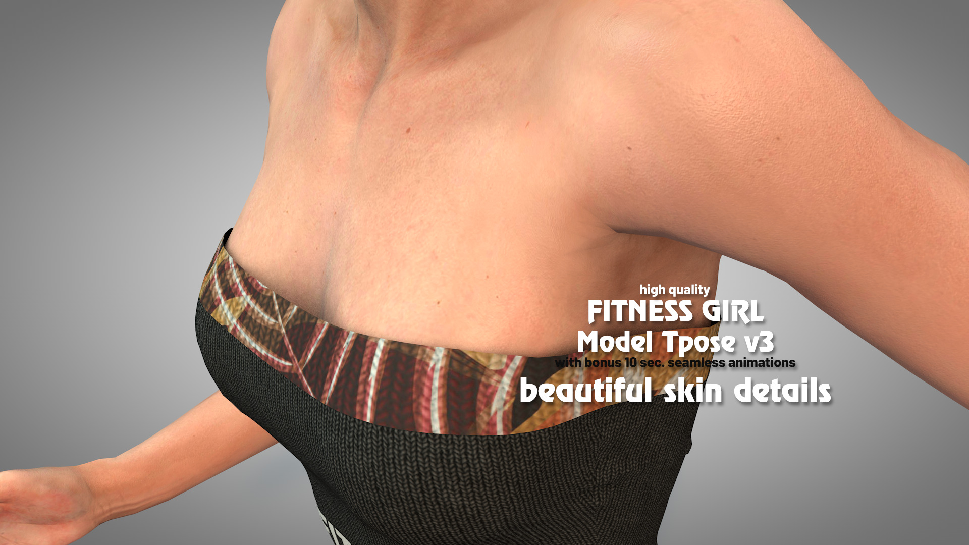 Fitness Girl T-Pose v3 3D model_6