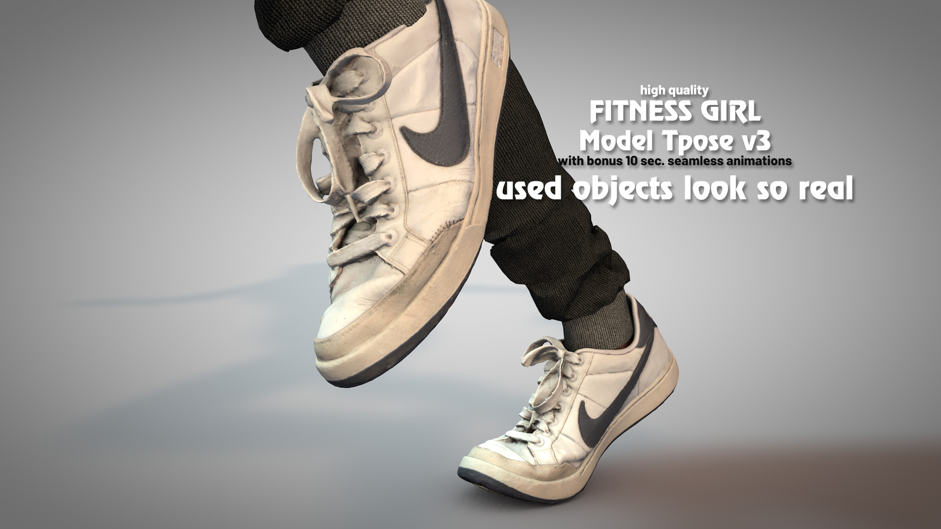 Fitness Girl T-Pose v3 3D model_4