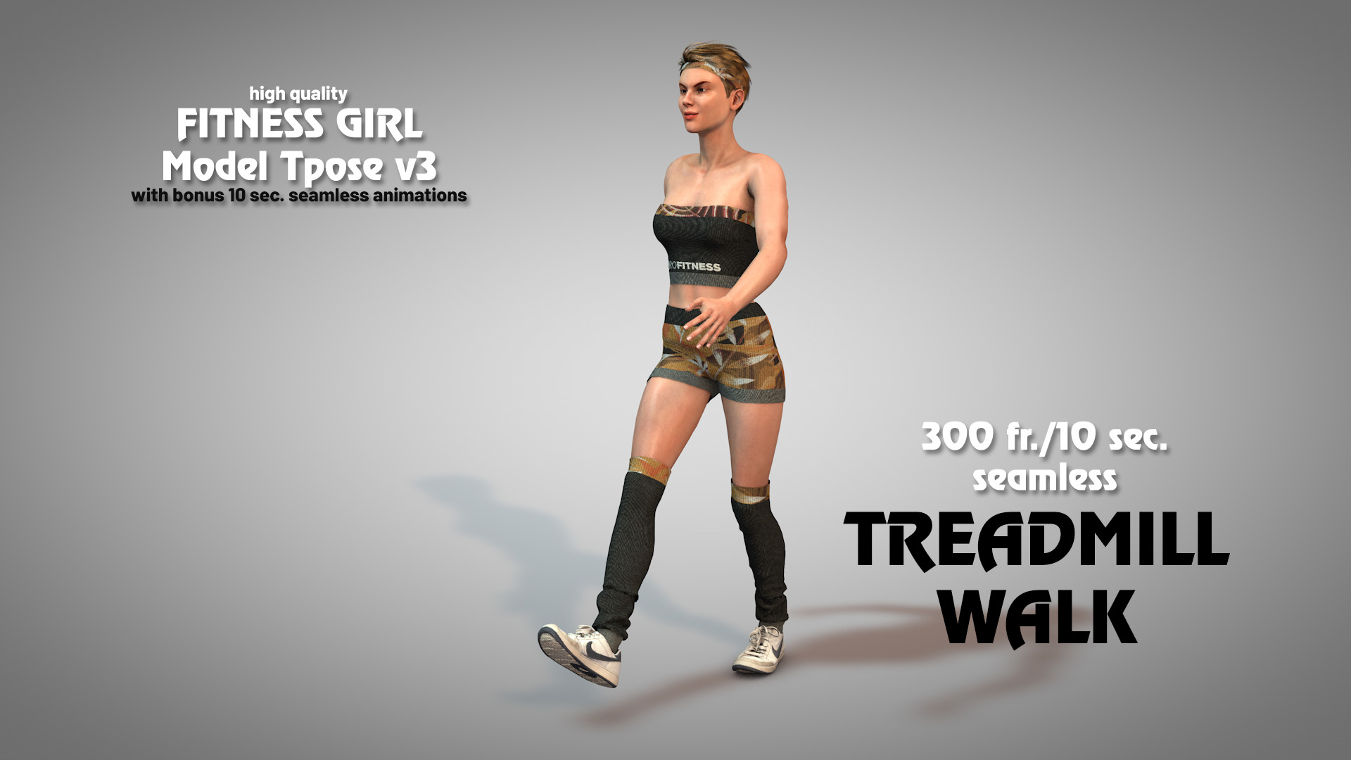 Fitness Girl T-Pose v3 3D model_10