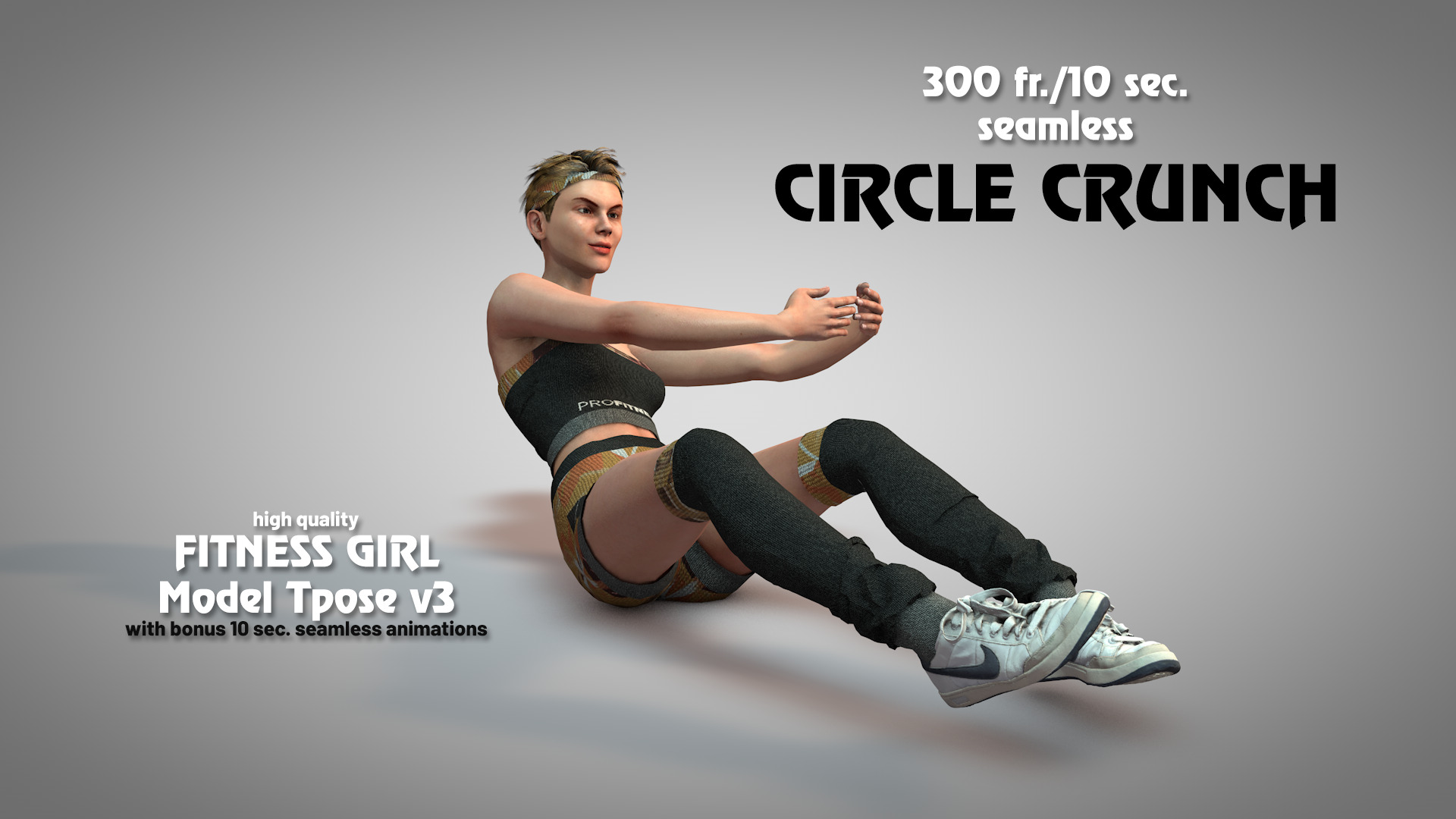 Fitness Girl T-Pose v3 3D model_8