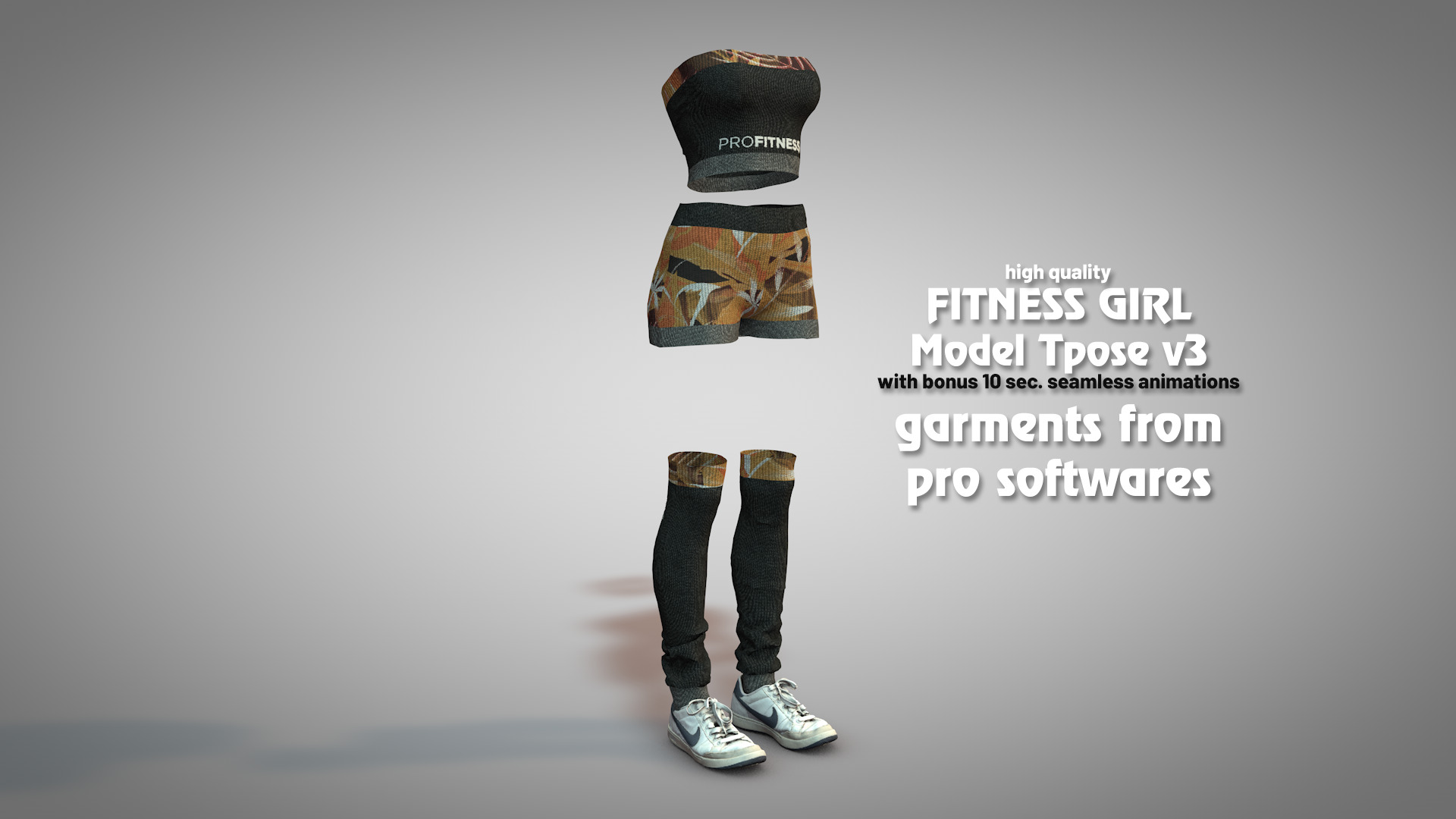 Fitness Girl T-Pose v3 3D model_1