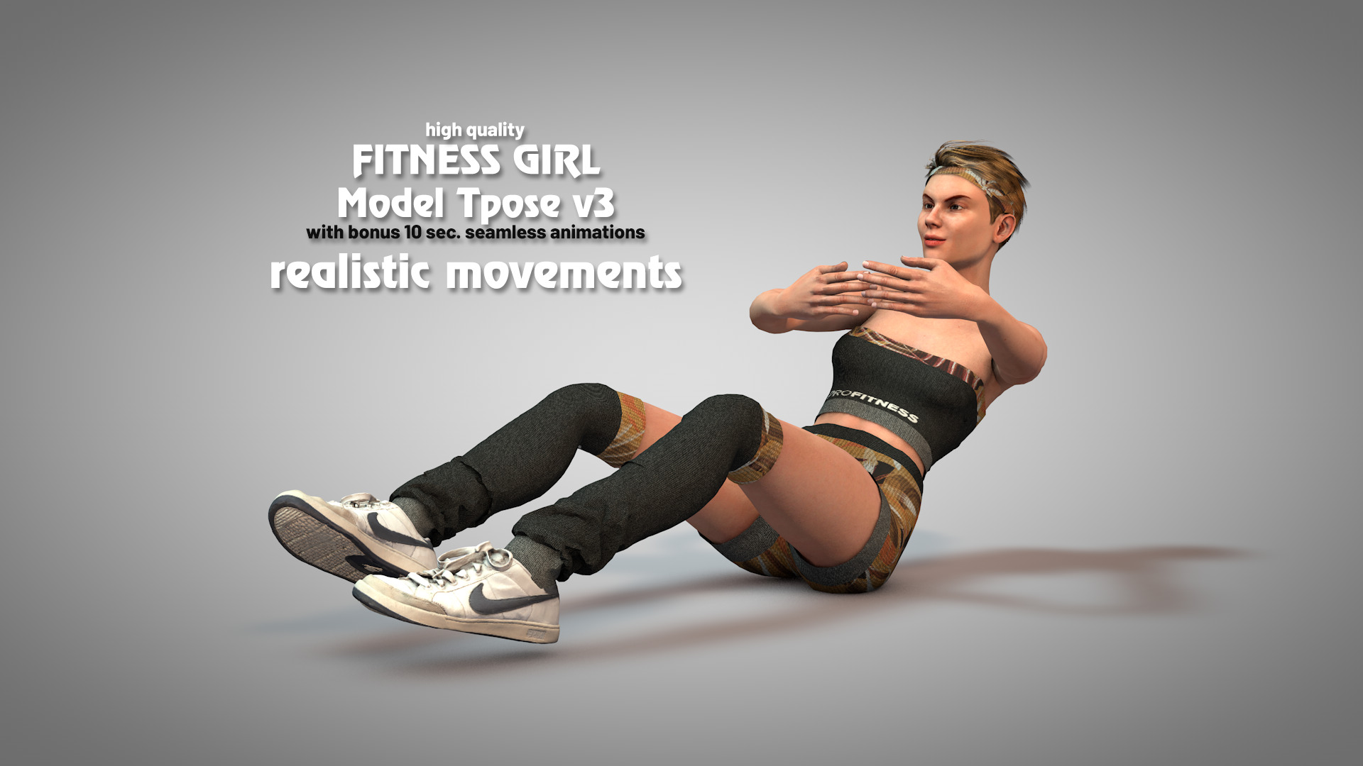 Fitness Girl T-Pose v3 3D model_13