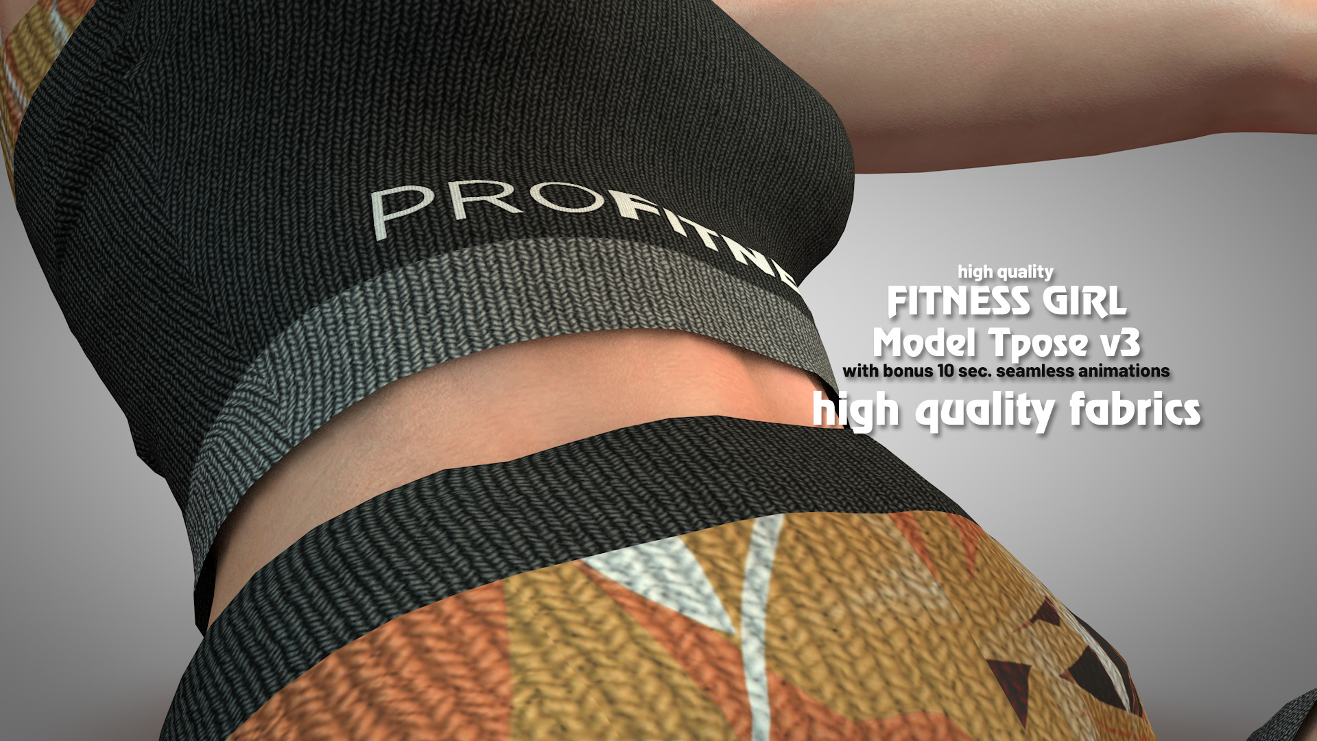 Fitness Girl T-Pose v3 3D model_12