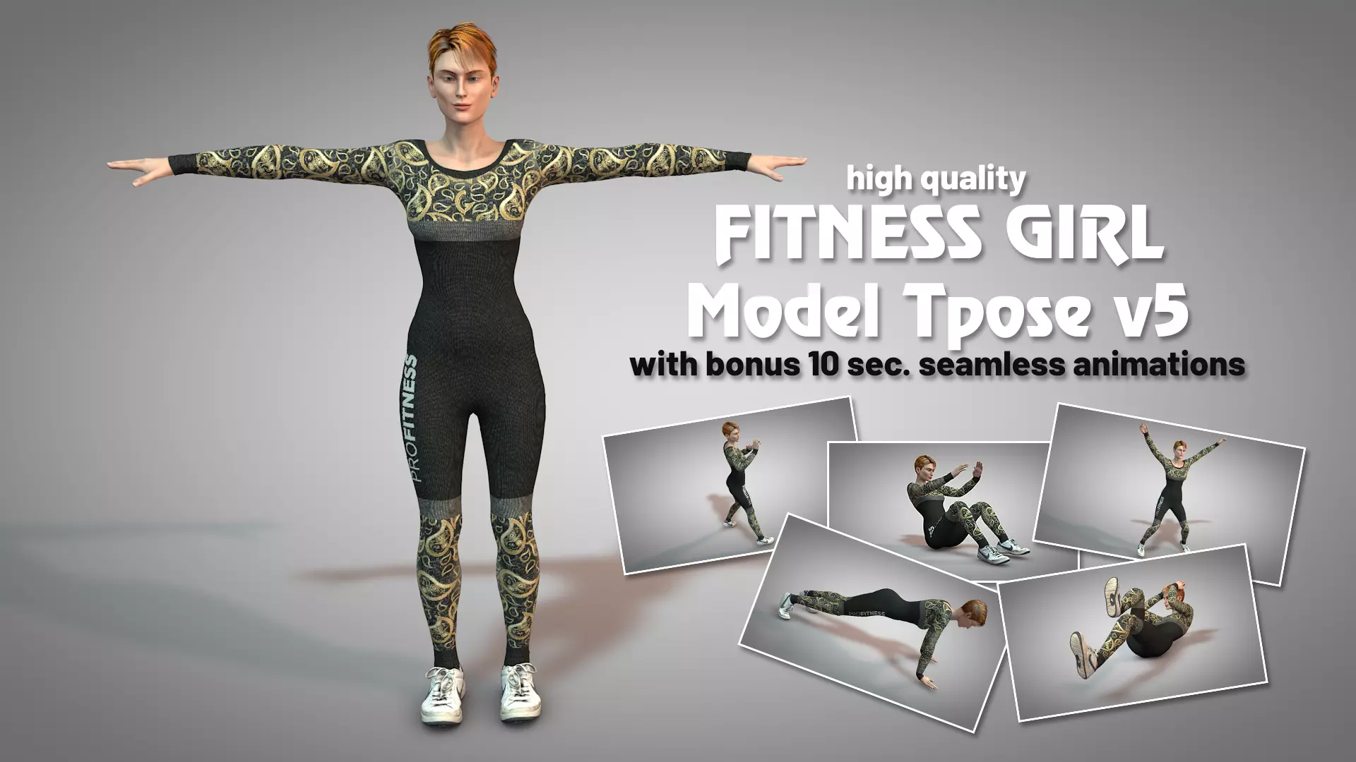 Fitness Girl T-Pose v5 3D model