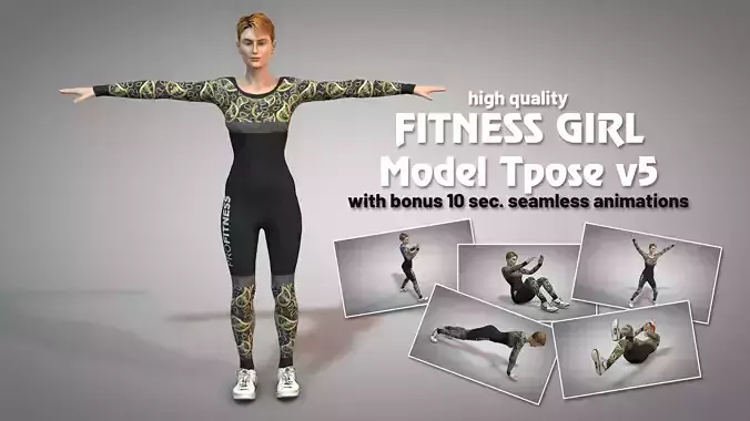 Fitness Girl T-Pose v5 3D model
