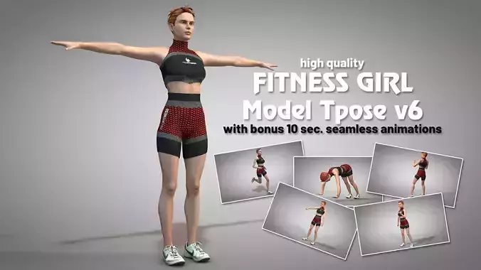 Fitness Girl T-Pose v6 3D model