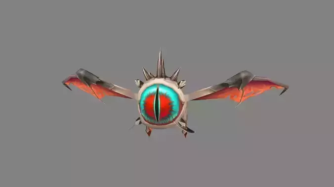 Evil Eye with wing  - Cartoon Eyeball Monster