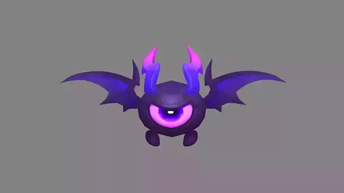 Evil Eye with wing  - Cartoon Bat Monster