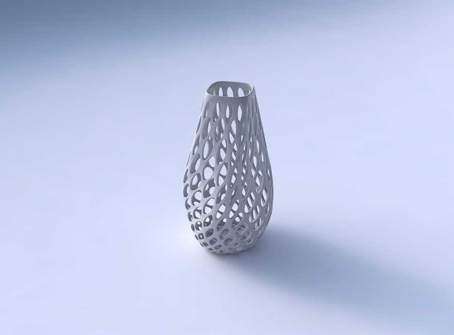 Bottom wide vase helix with bubble grid lattice 3D print model_3