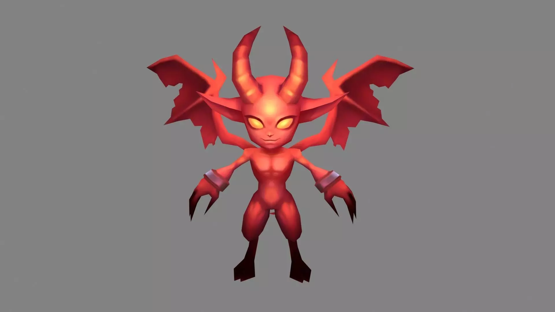 Son of Hell - Cartoon Red Little Devil Low-poly 3D model_0