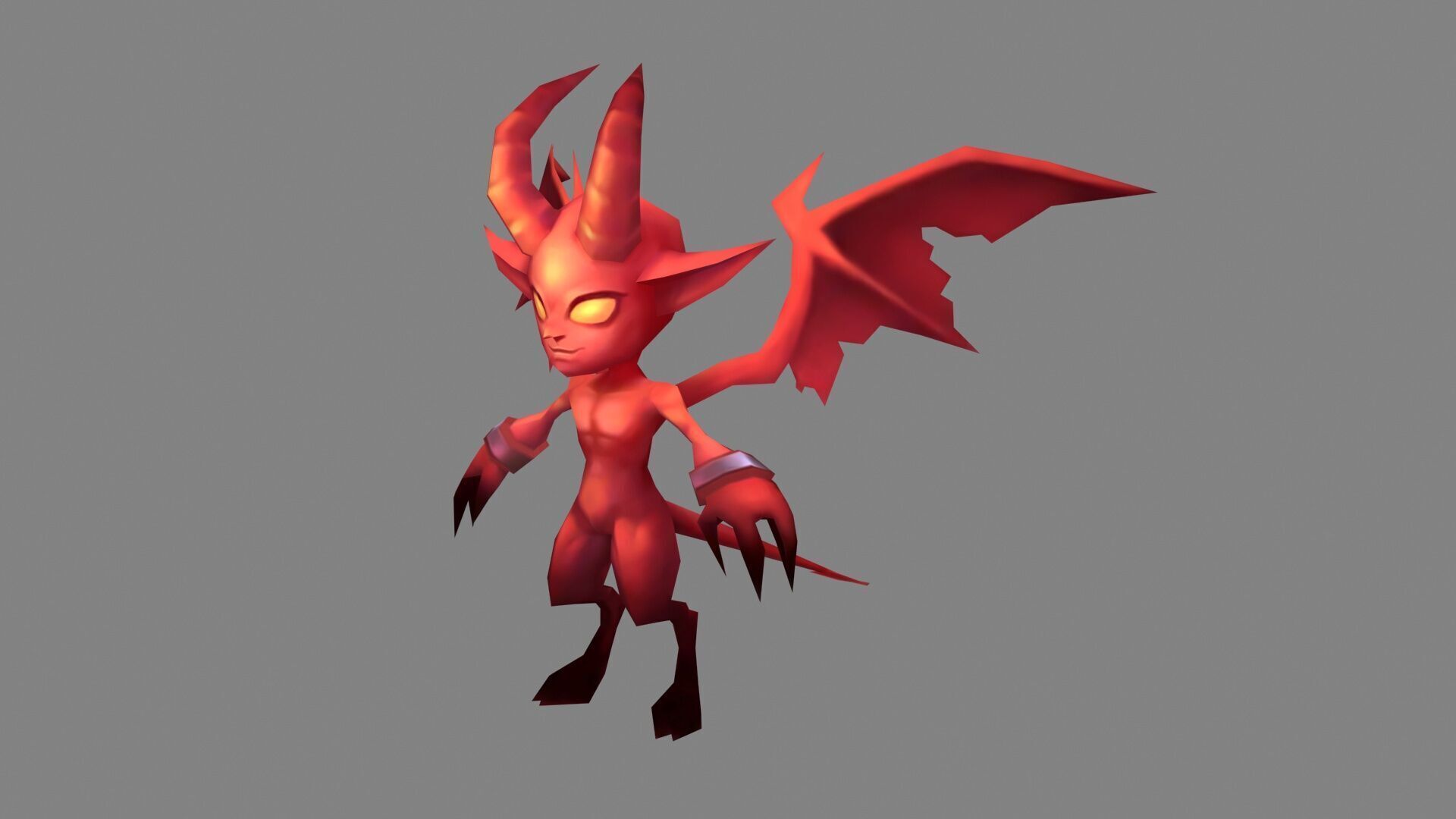 Son of Hell - Cartoon Red Little Devil Low-poly 3D model_1