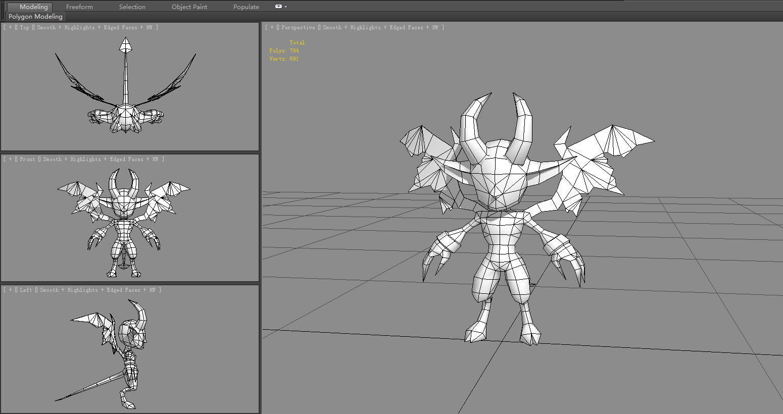 Son of Hell - Cartoon Red Little Devil Low-poly 3D model_5
