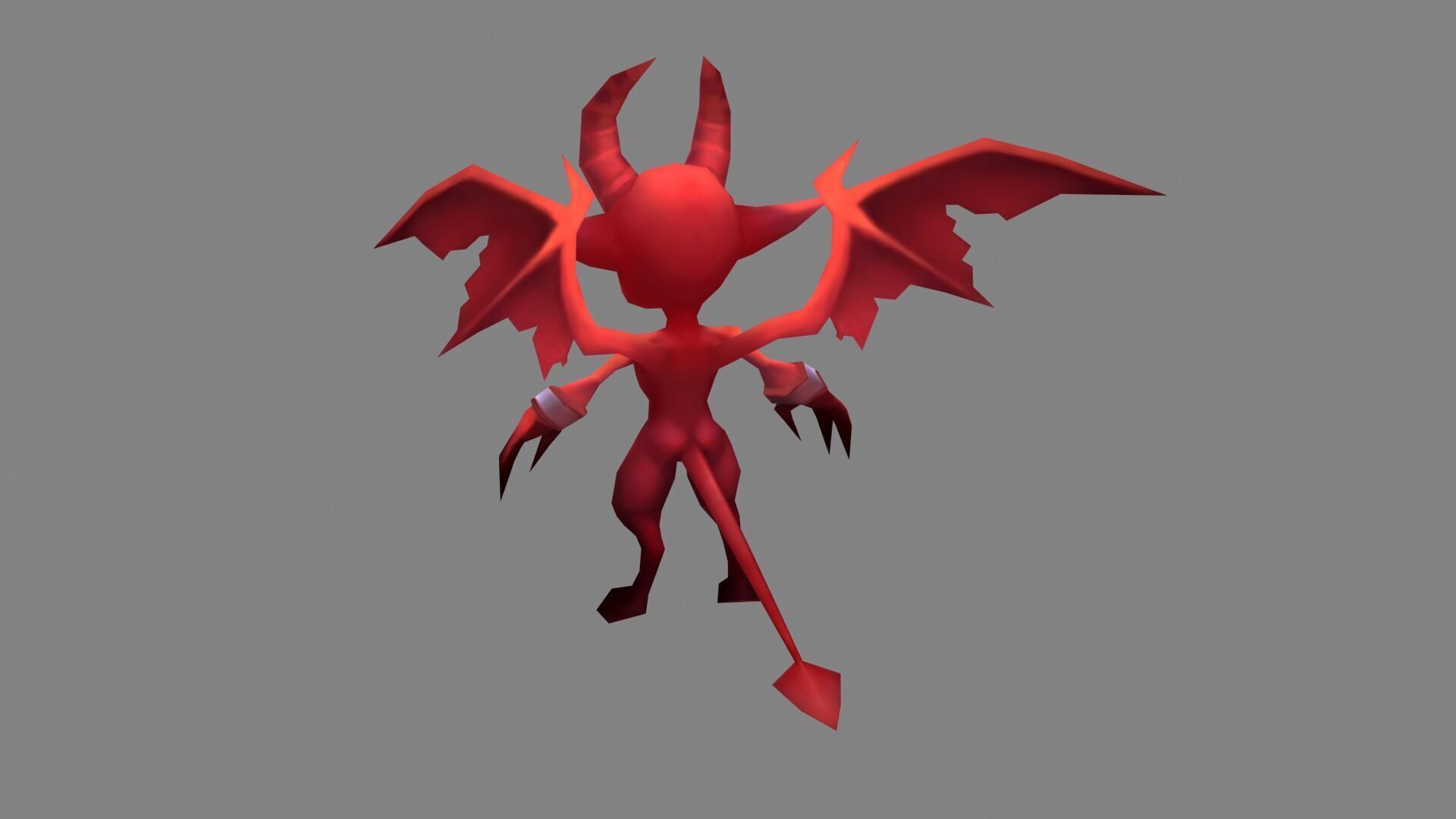 Son of Hell - Cartoon Red Little Devil Low-poly 3D model_2