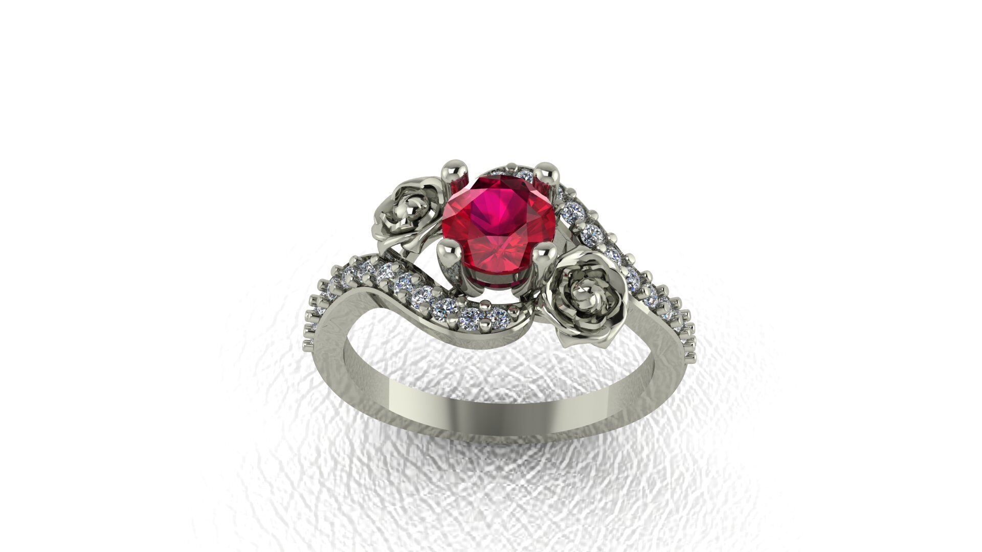 Ruby Flower Ring Free 3D print model_8