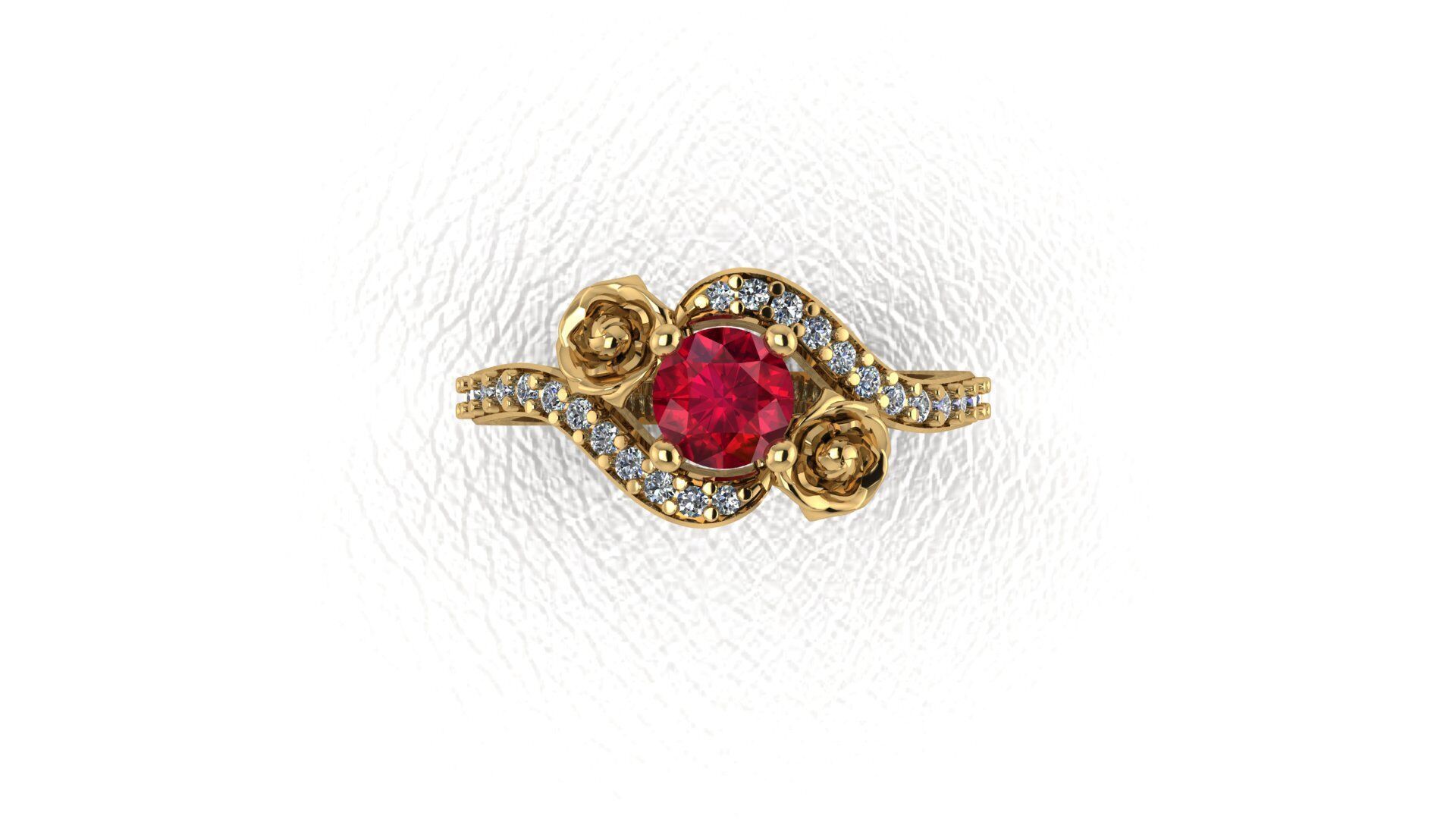 Ruby Flower Ring Free 3D print model_3