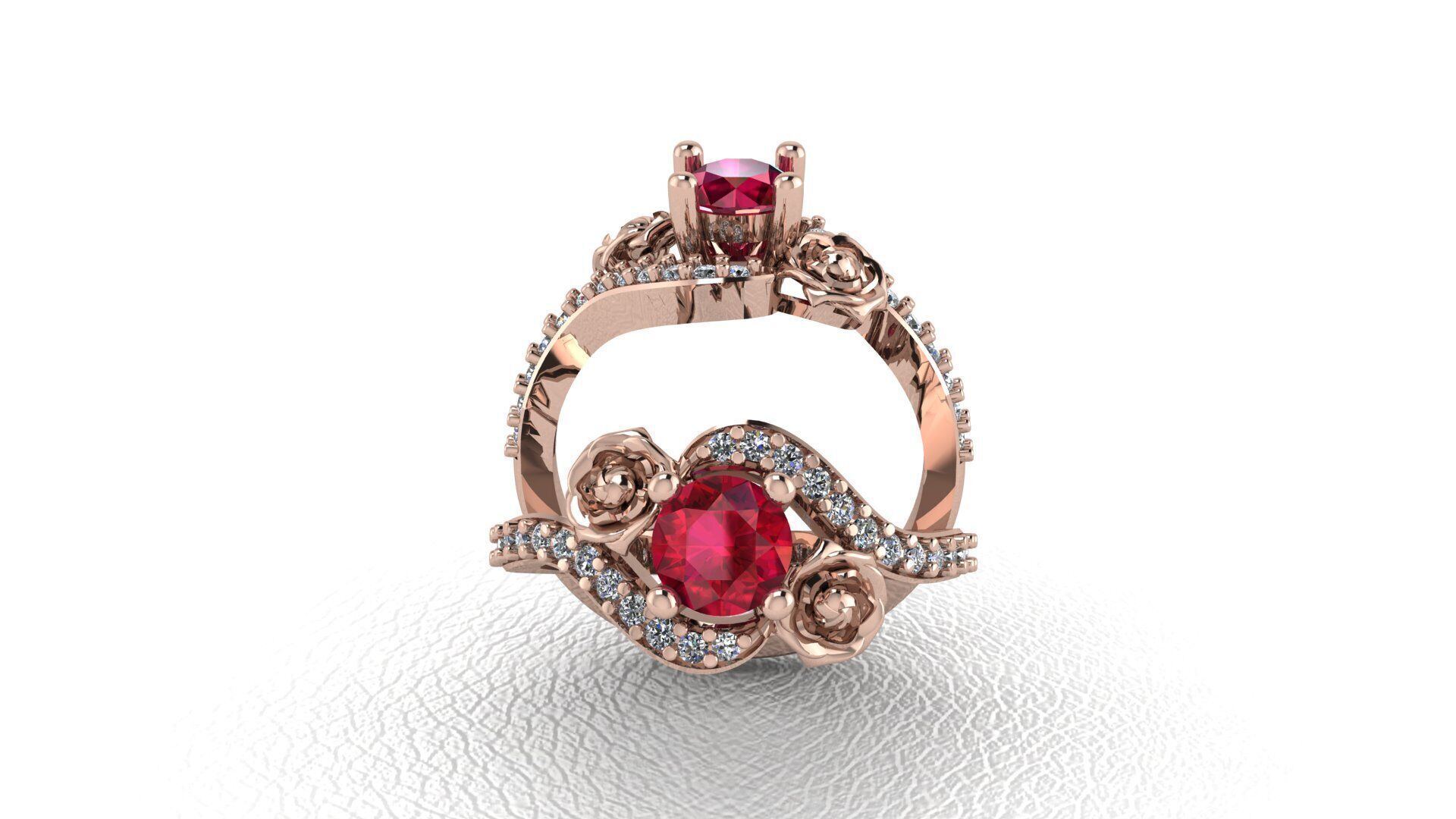 Ruby Flower Ring Free 3D print model_10