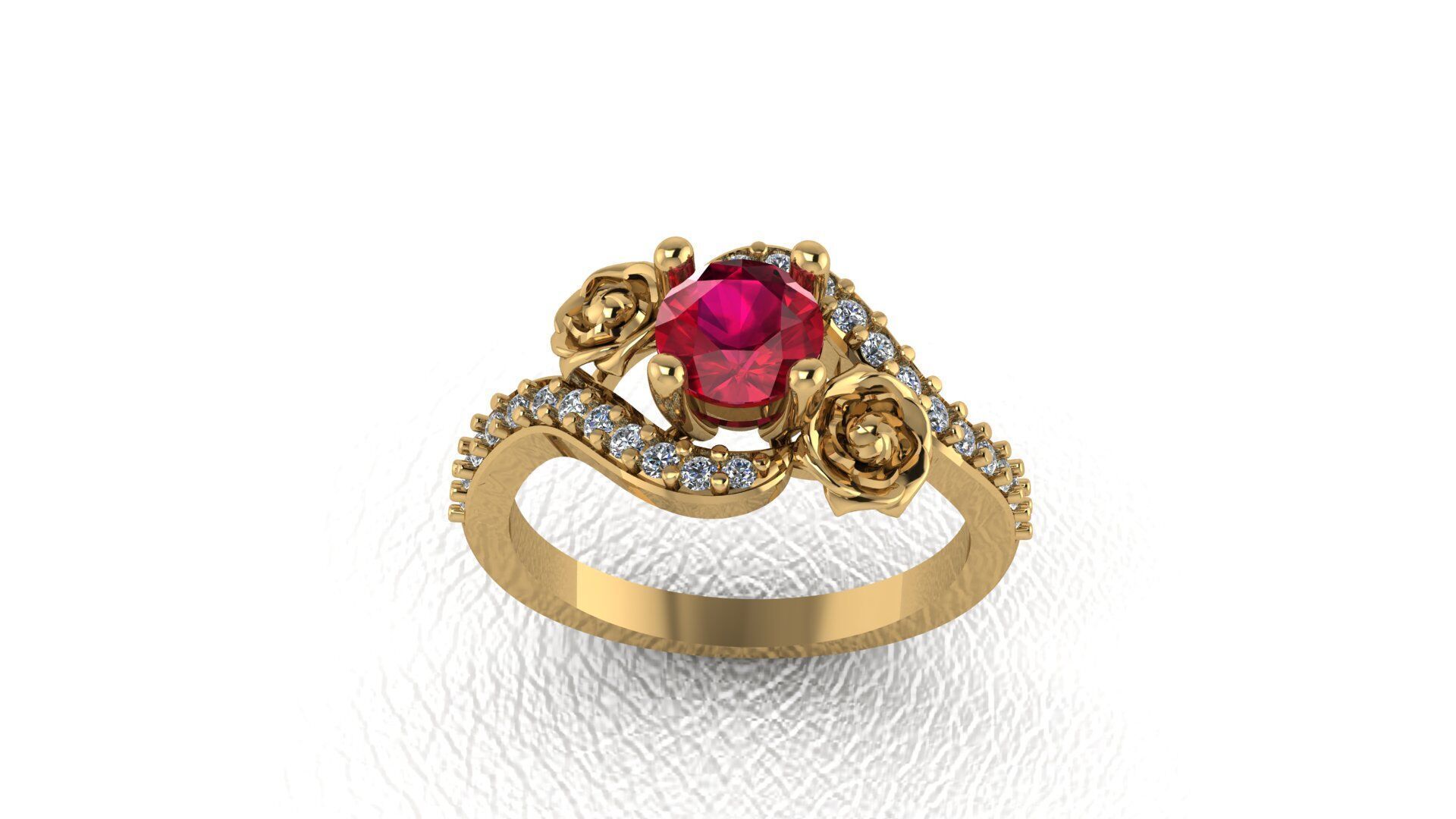 Ruby Flower Ring Free 3D print model_6
