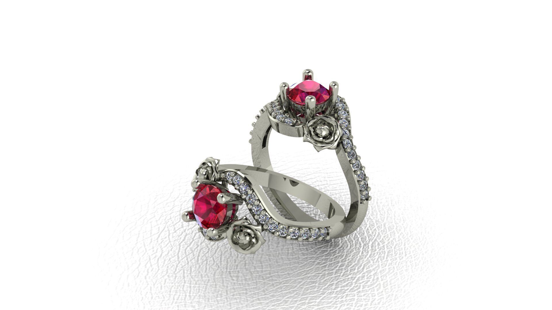 Ruby Flower Ring Free 3D print model_2